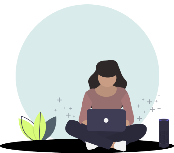illustration UX designer working with her laptop